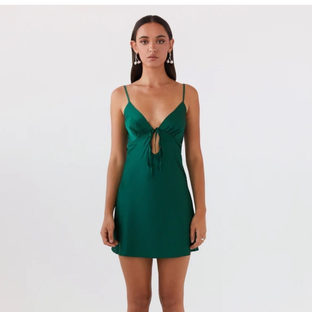 🆕 Peppermayo Exclusive - Flora Satin Mini Dress - Forest Green